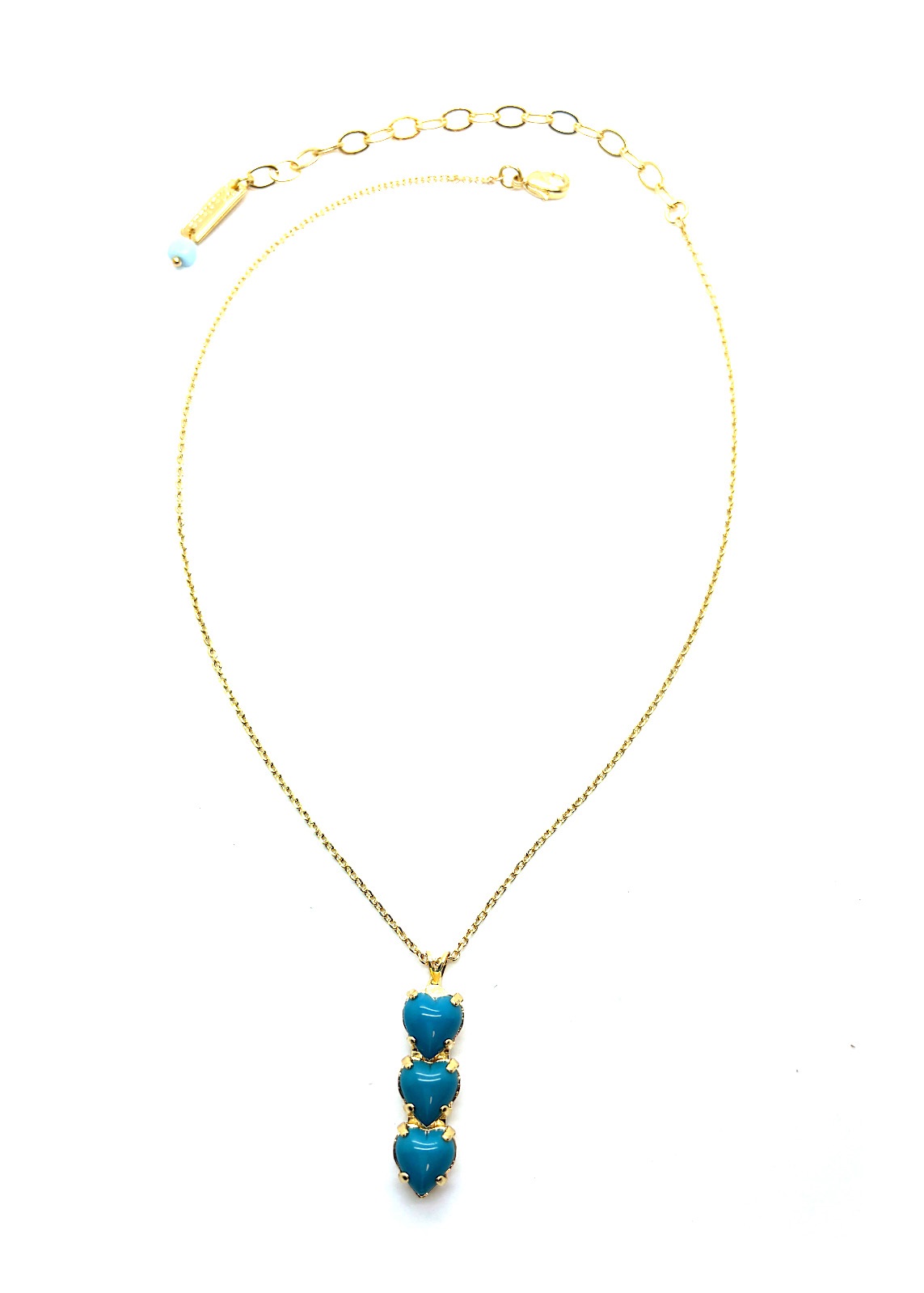 N-5396-2-267267-YG (2) Necklace Pendant by Mariana Woman Triple Tier Heart Turquoise Swarovski Crystals - Image 1