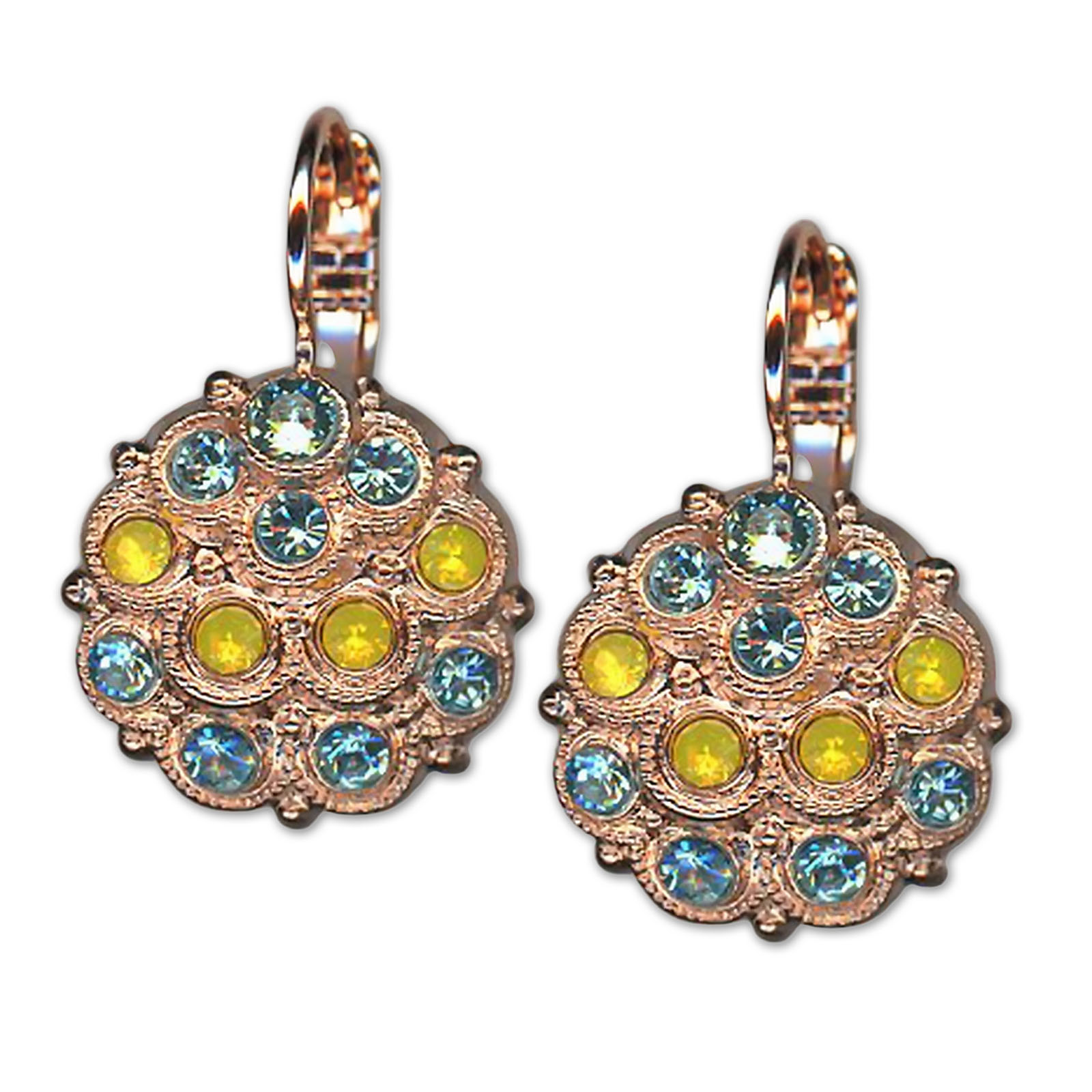 E-1028-2-4002-RG6 (2) Earrings by Mariana Woman Beautiful Laguna and Yellow Swarovski Crystals - Image 1