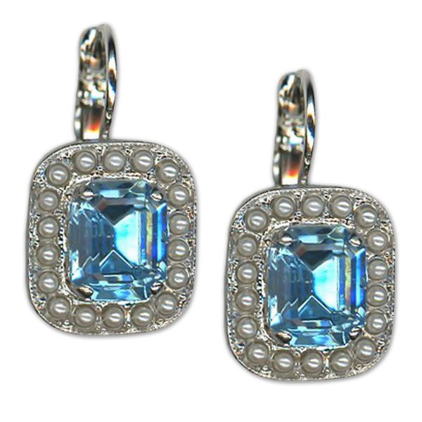 Earrings by Mariana Woman Charming Aquamarine and Pearl Swarovski Crystals