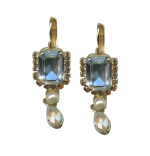 Earrings By Mariana Woman Glamorous Blue, Pearl and Golden Swarovski Crystals