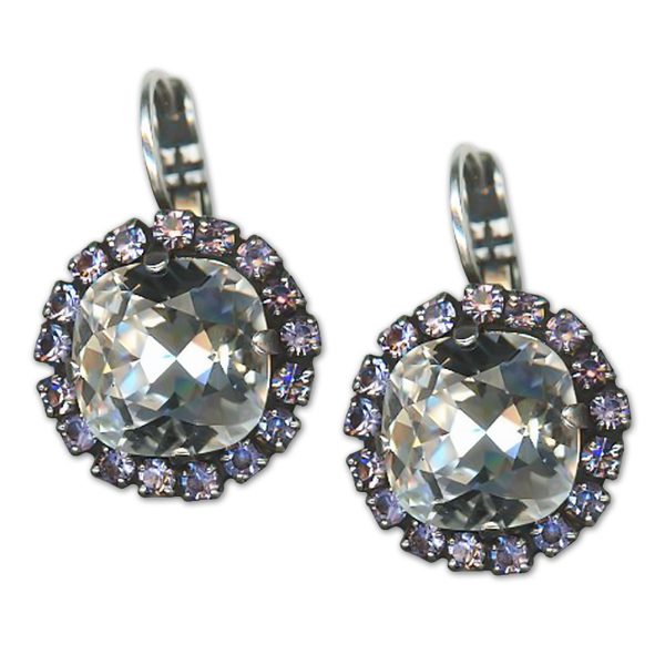 Earrings by Mariana Woman Faceted Clear and Violet Swarovski Crystals
