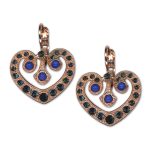 Earrings by Mariana Woman Heart Shaped Montana and Opal Swarovski Crystals