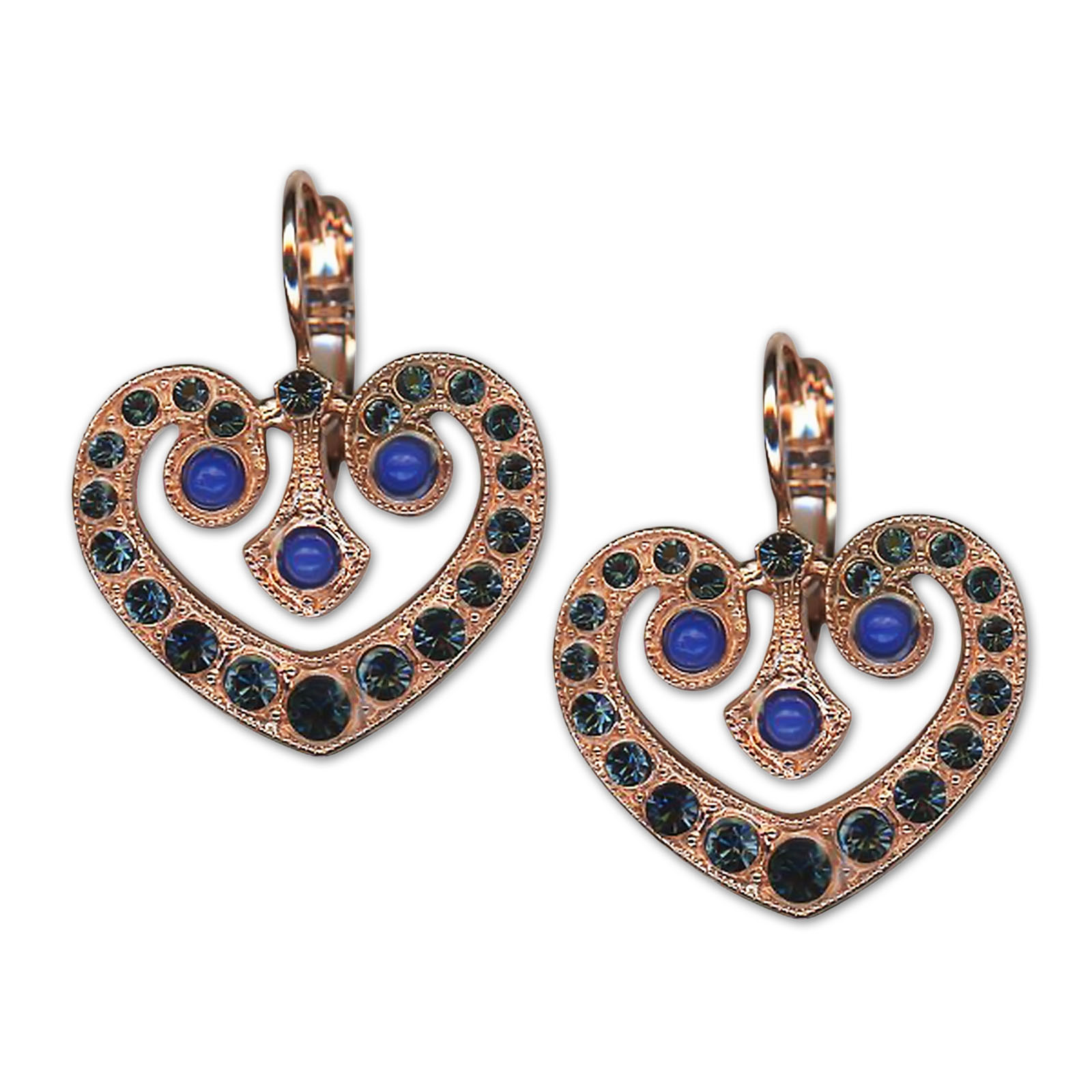 E-1109-1137-RG6 (1) Earrings by Mariana Woman Heart Shaped Montana and Opal Swarovski Crystals - Image 1