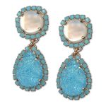 Earrings by Mariana Woman Glamorous White Shell Mineral and Aquamarine Ice Swarovski Crystals