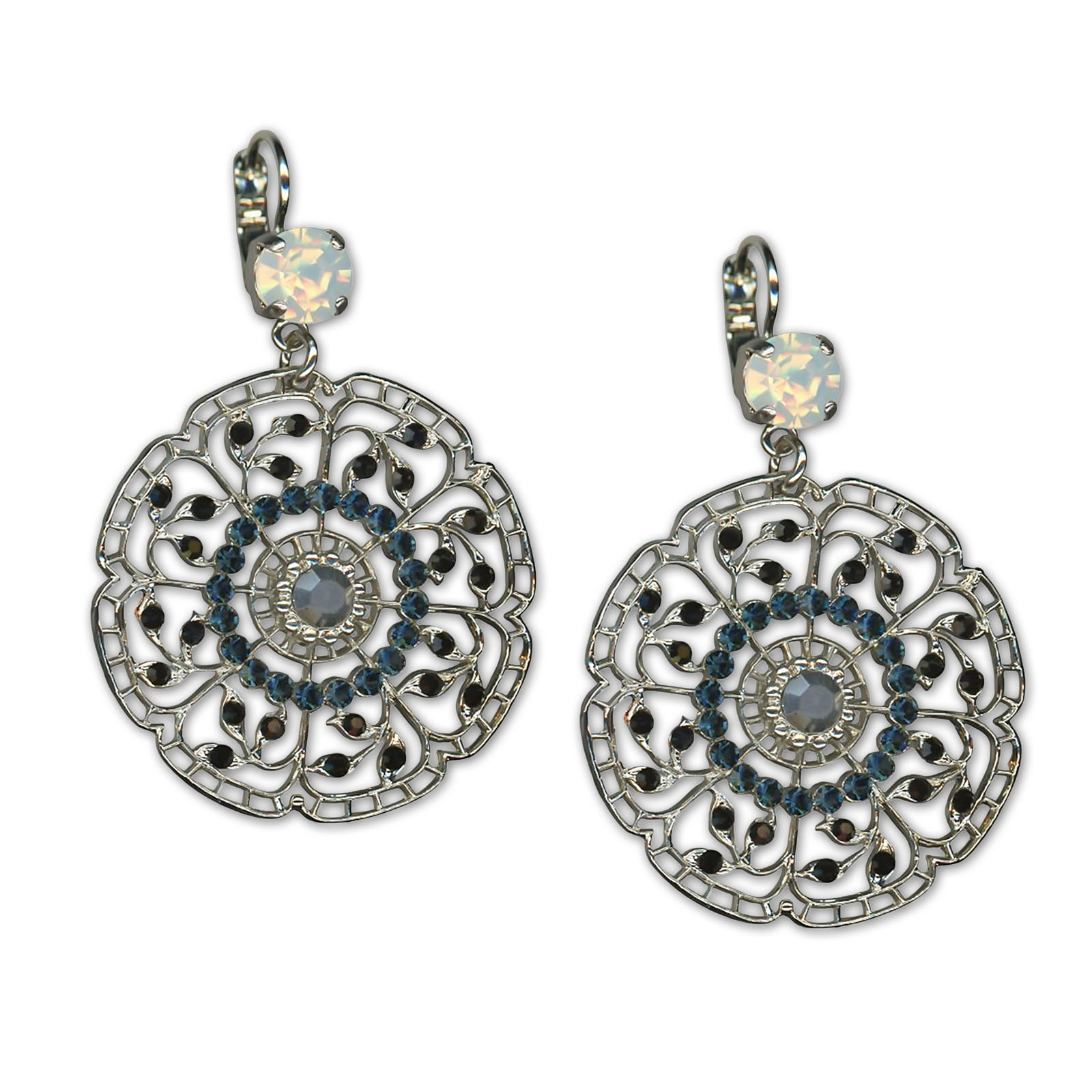 E-1210-11492-RO6 (1) Earrings by Mariana Woman Exquisite Montana and Jet Swarovski Crystals - Image 1