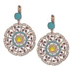 Earrings by Mariana Woman Boho Chic Turquoise and Amethyst Swarovski Crystals - Image 2