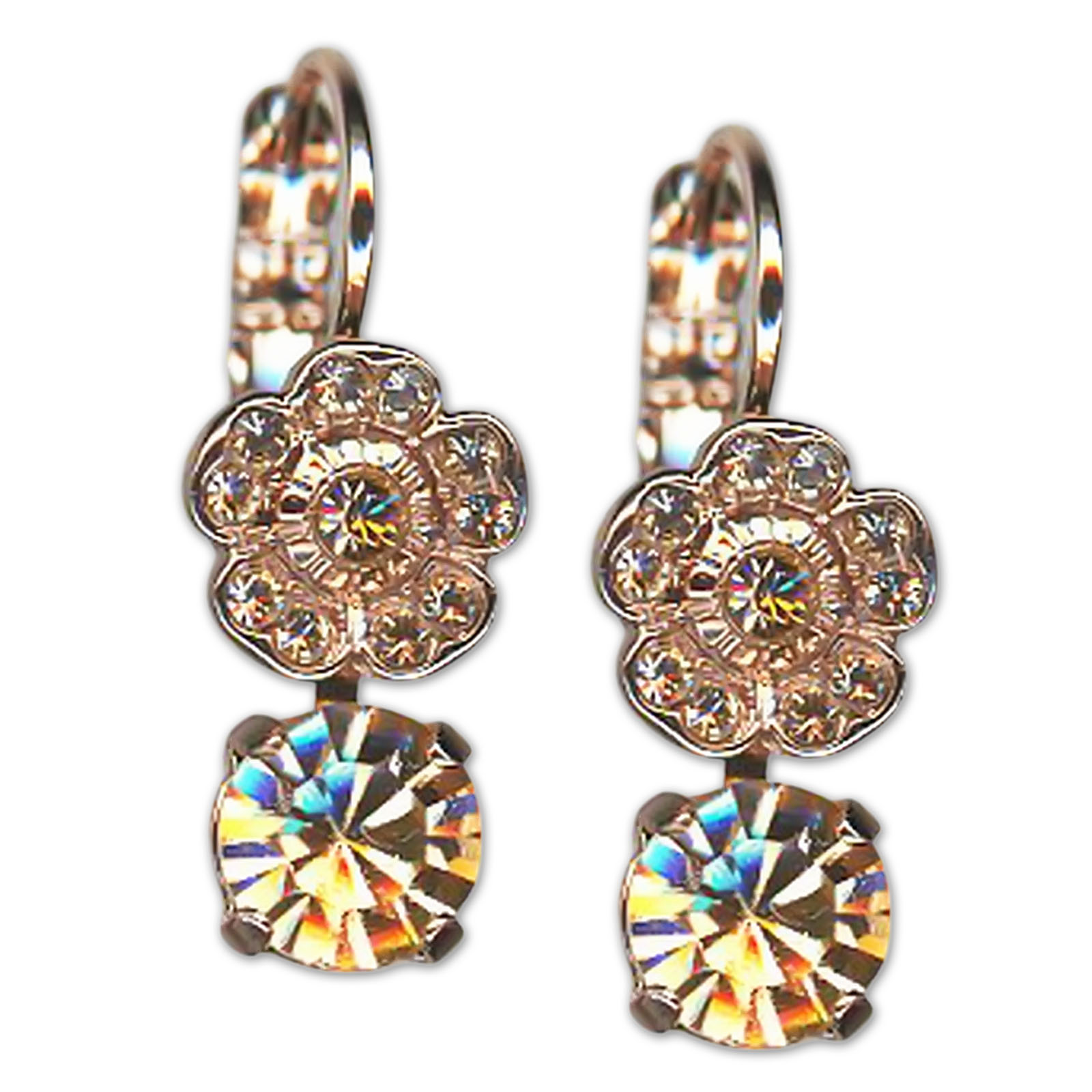 E-1211-362362-RG6 (1) Earrings by Mariana Woman Beautiful Peach Swarovski Crystals - Image 1
