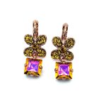 Earrings by Mariana Woman Floral Yellow and Astral Pink Swarovski Crystals