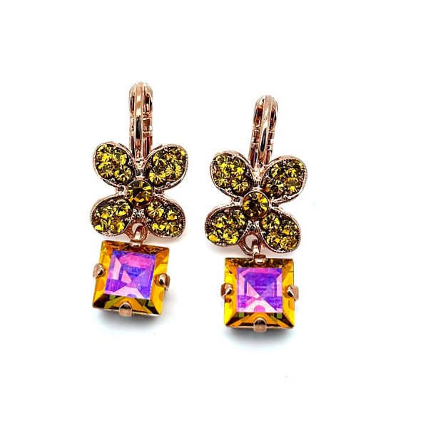 Earrings by Mariana Woman Floral Yellow and Astral Pink Swarovski Crystals