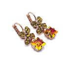Earrings by Mariana Woman Floral Yellow and Astral Pink Swarovski Crystals - Image 4