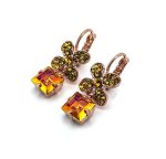 Earrings by Mariana Woman Floral Yellow and Astral Pink Swarovski Crystals - Image 2