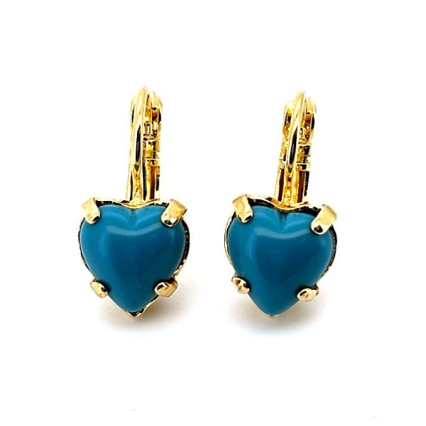 Earrings by Mariana Woman Heart Shaped Turquoise Swarovski Crystals