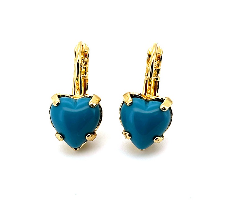 E-1396-0-267-YG6 (3) Earrings by Mariana Woman Heart Shaped Turquoise Swarovski Crystals - Image 1