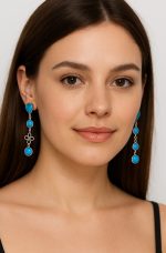 Earrings by Mariana Woman Dangling Turquoise and Opal Swarovski Crystals - Image 3