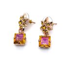 Earrings by Mariana Woman Beautiful Yellow and Astral Pink Swarovski Crystals