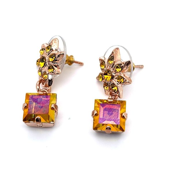 Earrings by Mariana Woman Beautiful Yellow and Astral Pink Swarovski Crystals