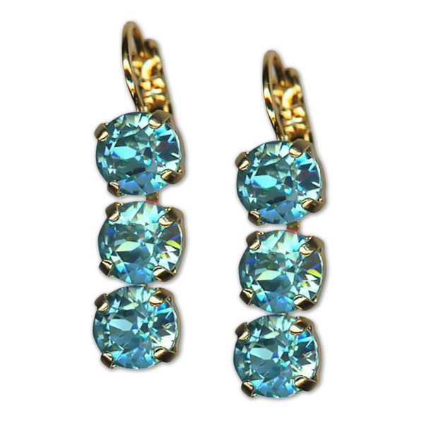 Earrings by Mariana Woman Triple Tier Turquoise Swarovski Crystals