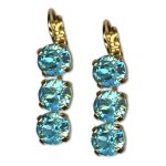 Earrings by Mariana Woman Triple Tier Turquoise Swarovski Crystals - Image 3
