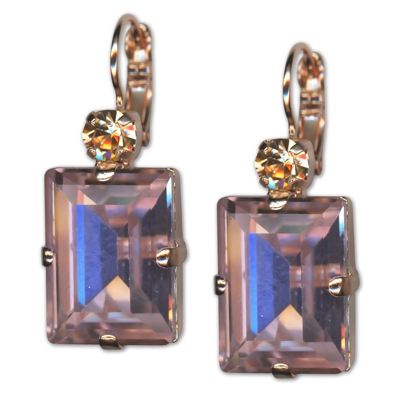 E-1529-0-2333-RG6 (1) Earrings by Mariana Woman Lovely Pink and Golden Swarovski Crystals - Image 1