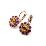 Earrings by Mariana Woman Gorgeous Fuchsia and Astral Pink Swarovski Crystals - Image 2
