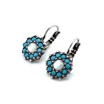 Earrings by Mariana Woman Adorable Shell Mineral and Turquoise Swarovski Crystals - Image 2