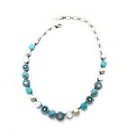 Necklace by Mariana Woman Beautiful Pearl Mineral and Turquoise Swarovski Crystals - Image 2