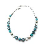 Necklace by Mariana Woman Beautiful Pearl Mineral and Turquoise Swarovski Crystals