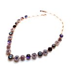 Necklace by Mariana Woman Elegant Amethyst Mineral and Jet Swarovski Crystals - Image 3