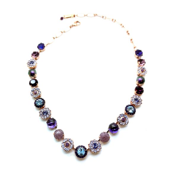 Necklace by Mariana Woman Elegant Amethyst Mineral and Jet Swarovski Crystals