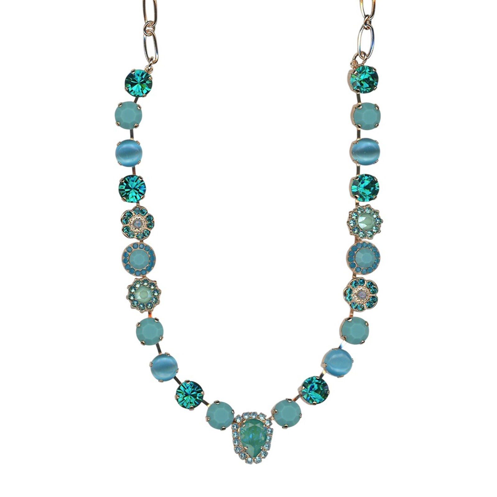 N-3045-32-1162-RG(1) Necklace by Mariana Woman Glamorous Laguna and Turquoise Swarovski Crystals - Image 1