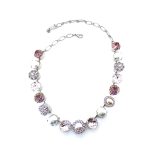 Necklace By Mariana Woman Timeless Lt. Amethyst and Pearls Swarovski Crystals