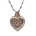 Necklace Pendant by Mariana Woman Heart Encrusted Amethyst Swarovski Crystals