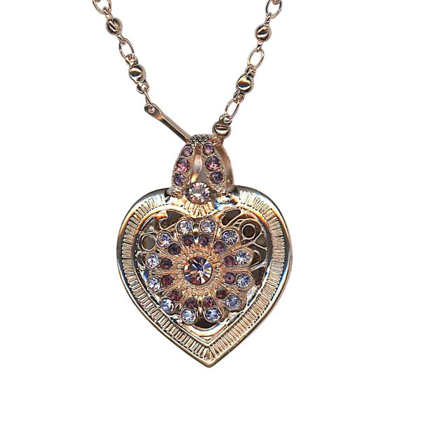 Necklace Pendant by Mariana Woman Heart Encrusted Amethyst Swarovski Crystals