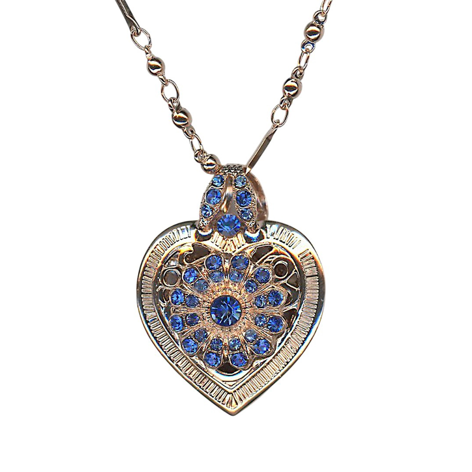 N-5024-206206-RG (2) Necklace Pendant by Mariana Woman Heart Encrusted Sapphire Swarovski Crystals - Image 1