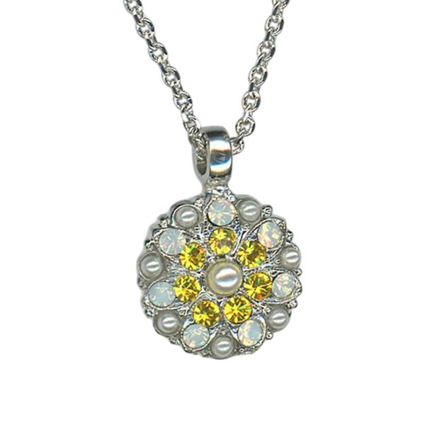 Necklace Pendant by Mariana Woman Floral Pearl and Jonquil Swarovski Crystals