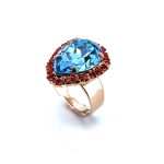 Ring by Mariana Woman Beautiful Turquoise and Hyacinth Swarovski Crystals - Image 2