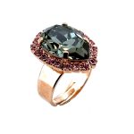 Ring by Mariana Woman Glamorous Silver Night and Rose Swarovski Crystals
