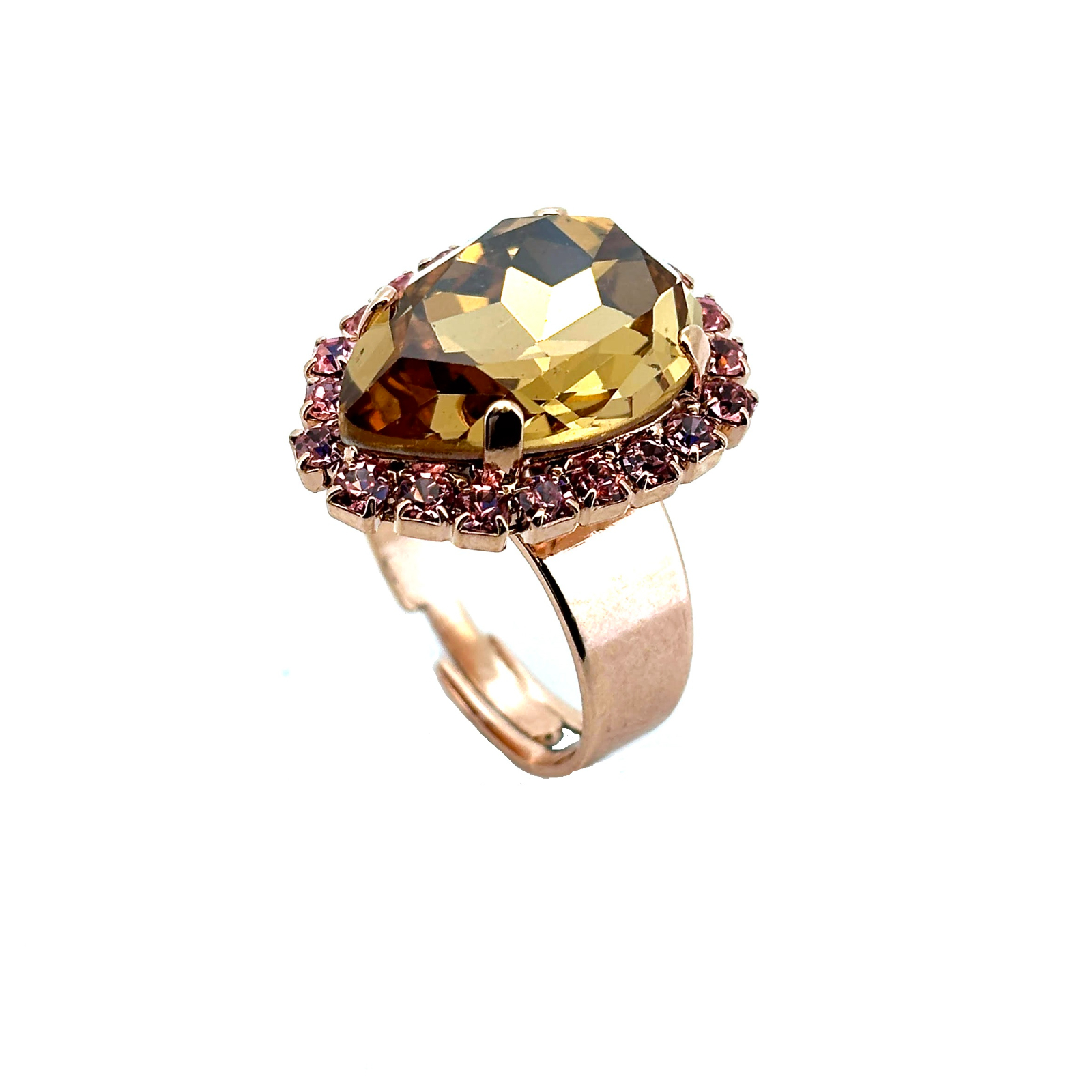 R-7098-1115-RG (2) Ring by Mariana Woman Elegant Golden and Rose Swarovski Crystals - Image 1