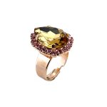 Ring by Mariana Woman Elegant Golden and Rose Swarovski Crystals - Image 2