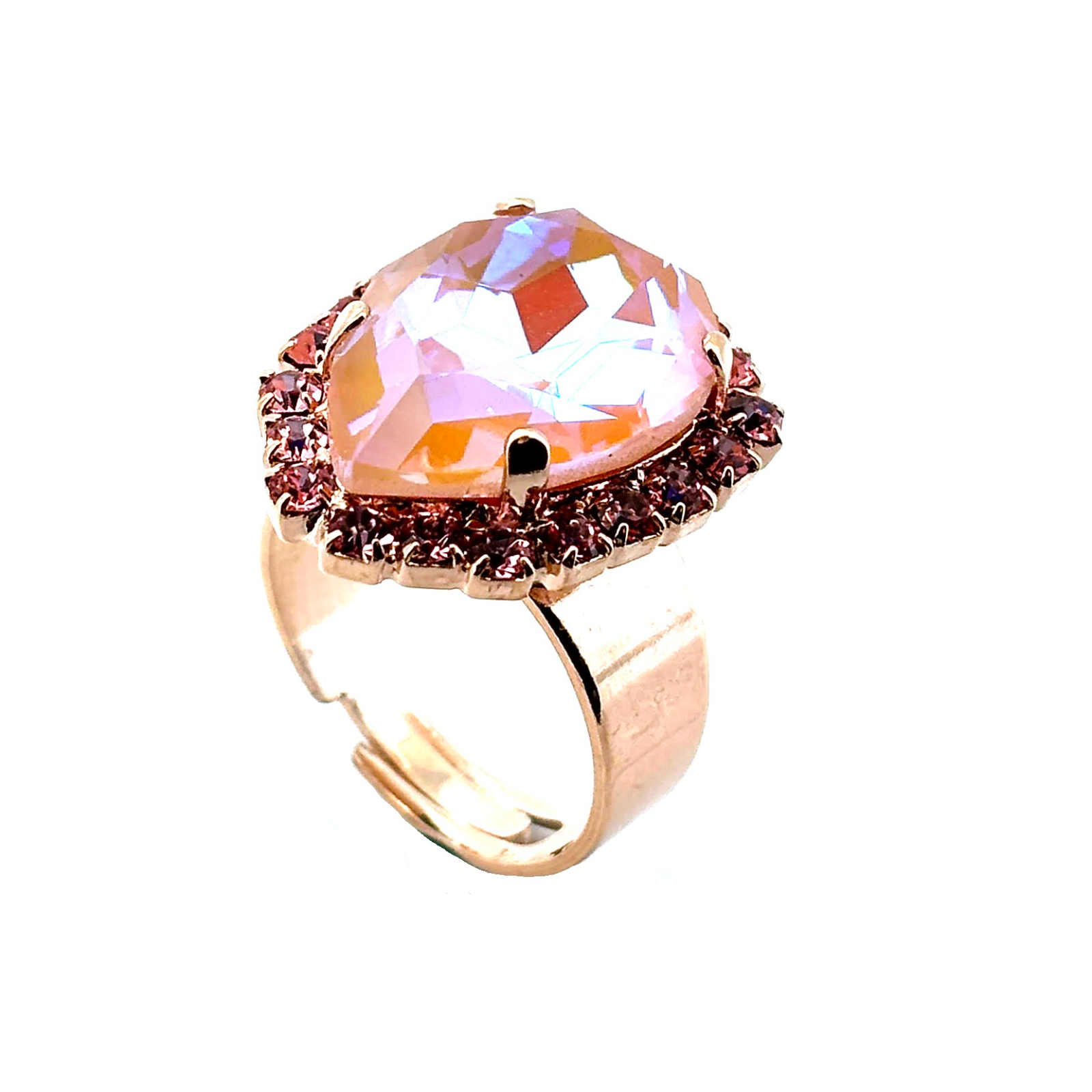 R-7098-223140-RG (1) Ring by Mariana Woman Gorgeous Peach and Rose Swarovski Crystals - Image 1