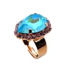 Ring by Mariana Woman Adorable Aqua and Rose Swarovski Crystals