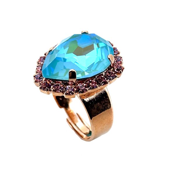 Ring by Mariana Woman Adorable Aqua and Rose Swarovski Crystals