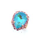 Ring by Mariana Woman Adorable Aqua and Rose Swarovski Crystals - Image 4