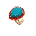 Ring by Mariana Woman Charming Turquoise and Hyacinth Swarovski Crystals - Image 2