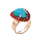 Ring by Mariana Woman Charming Turquoise and Hyacinth Swarovski Crystals - Image 3
