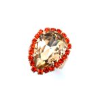 Ring by Mariana Woman Glamorous Peach and Hyacinth Swarovski Crystals - Image 2