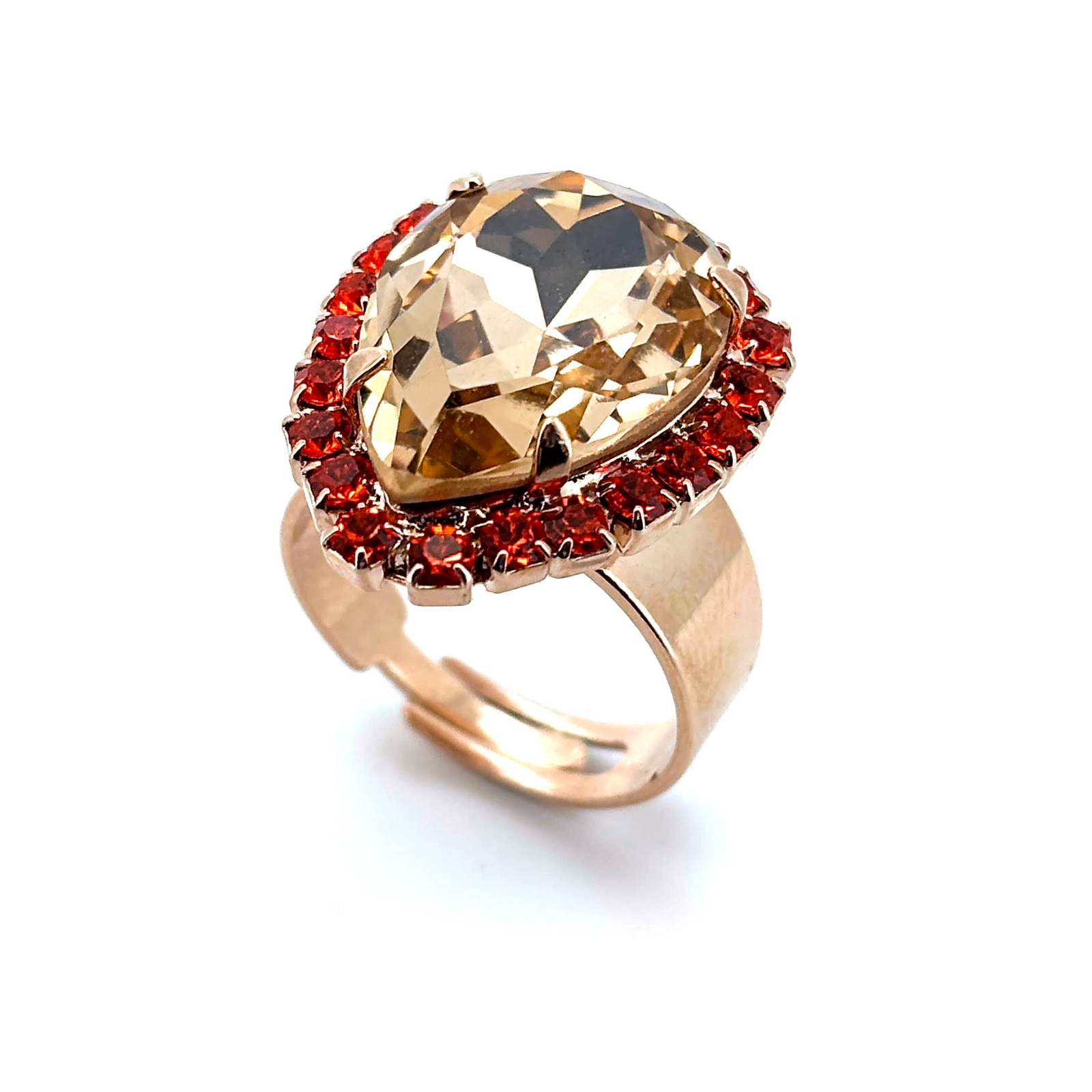 R-7098-236362-RG (3) Ring by Mariana Woman Glamorous Peach and Hyacinth Swarovski Crystals - Image 1