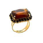 Ring by Mariana Woman Elegant Smoked Topaz and Jet Swarovski Crystals - Image 2