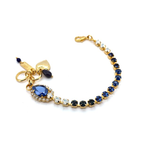 Bracelet by Mariana Woman Elegant Sapphire and Clear Swarovski Crystals