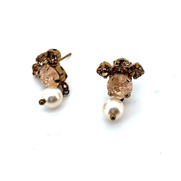 Earrings by Mariana Woman Lovely Peach and Pearl Swarovski Crystals